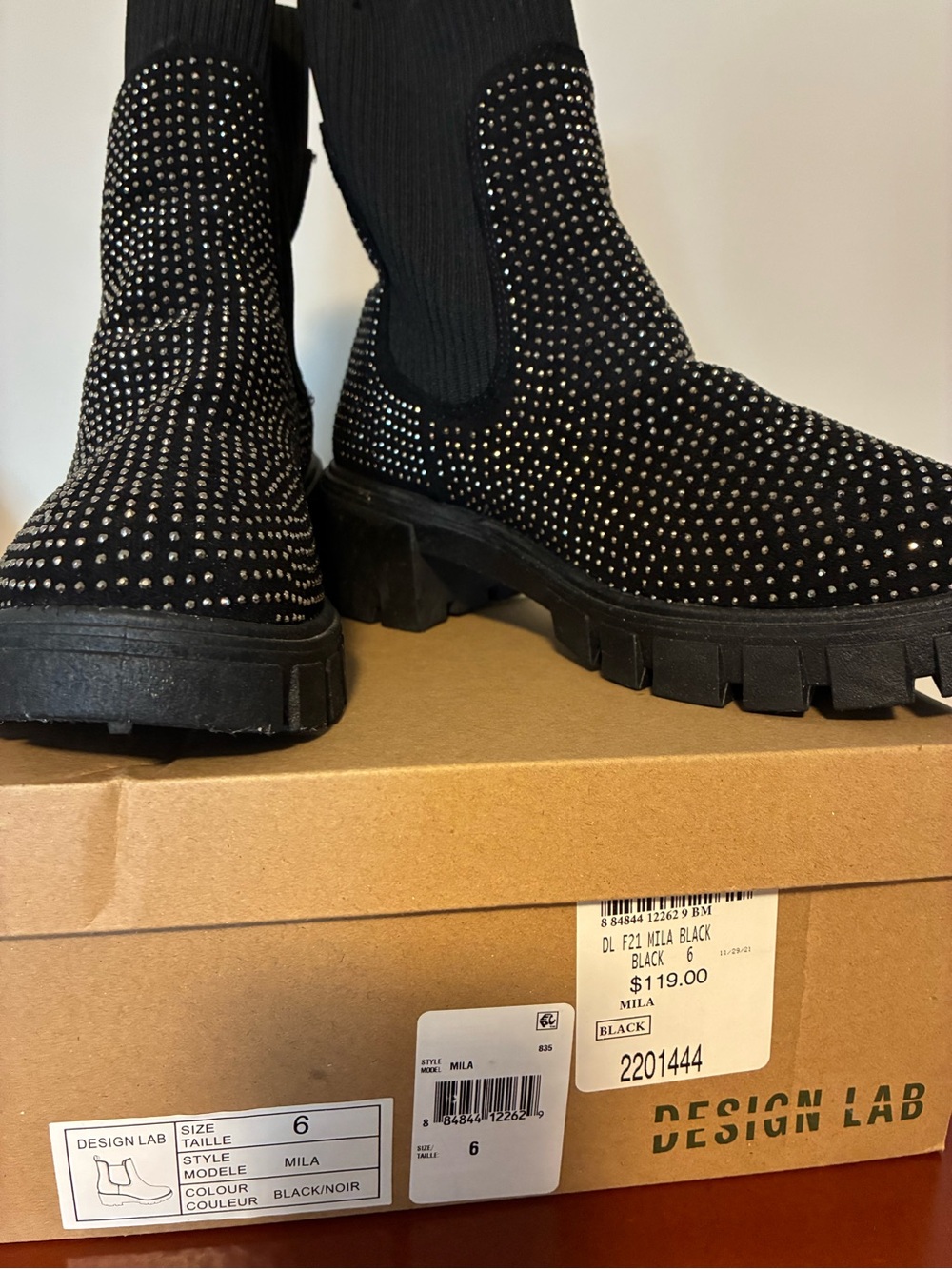 Design Lab Studded Knit Platform Chelsea Booties - Picture 6 of 8